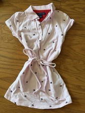Little Girls Tommy Hilfiger Logo Pink Polo Collared Dress XS 4-5