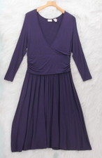Newport News Vintage Y2K Size PXL Purple V Neck Midi Minimalist Fit & Flare #145