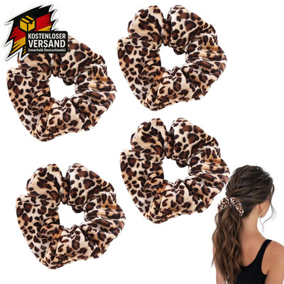 Scrunchies Haargummis mit Leopardenmuster für Damen, elastisch, samtig, groß