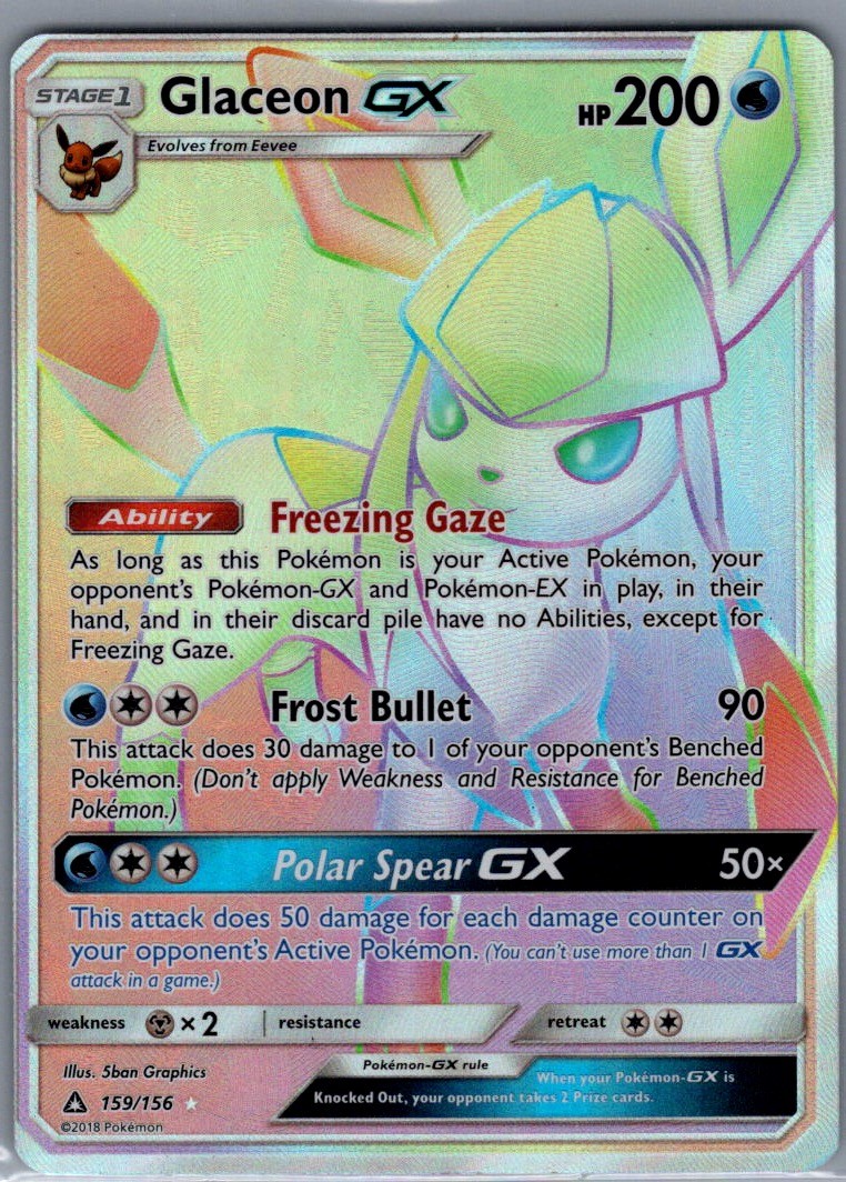 Glaceon GX (Secret Rare) Secret Rare SM - Ultra Prism 159/156 NM