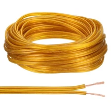 50Ft 18/2 PVC Covered Wire, SPT-2 UL Listed Copper Electronic Wire, Golden