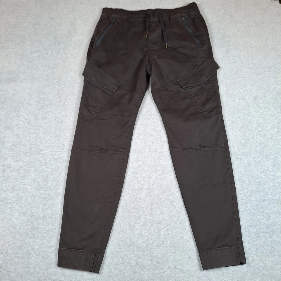 Hollister Cargo 紧身慢跑裤男式中号 31X28 黑色抽绳锥形腿 — 第 4/4 张图片