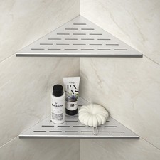 Corner Shower Shelf, 12" Brushed 304 Stainless Steel Slot Design Recessed Cor...