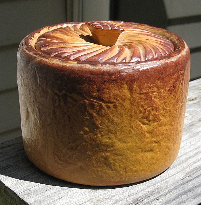 Antique A Feu Mehun Porcelains Covered Pie Shaped Jar - France - 1854-1918