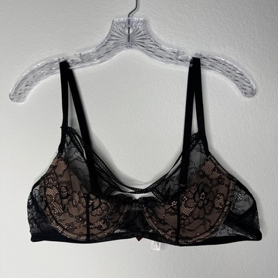 Adore Me Black Push Up Lace Cage Crisscross Front Underwire Bra MM1429 38C