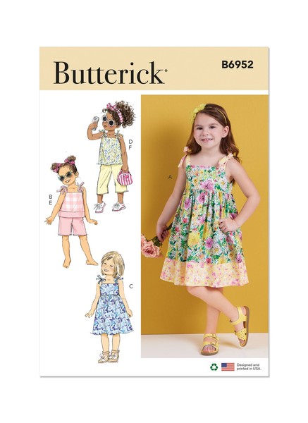Schnittmuster Sommerkleid Butterick B6952 A 3-8 (Gr. 104-134) Dt. Anl.-image