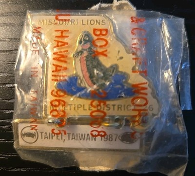 Vintage Missouri Lions Club Brooch Pin taipei 1987 Multiple District 26