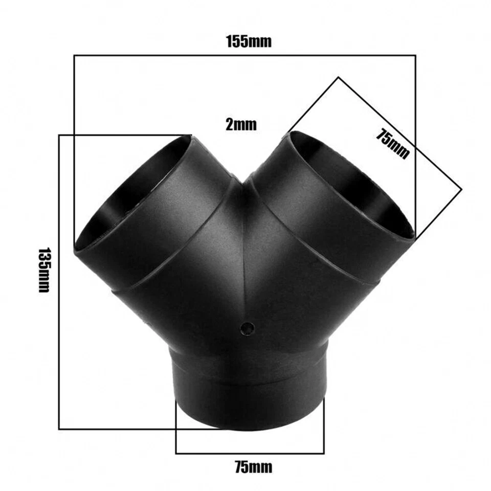 Conector de salida de conducto de ventilación de aire de 75 mm pieza en Y y solapa de válvula para calentador diésel EE. UU. Foto 2 de 4