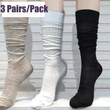 3 Pairs Fashion Solid Color Thin Mid Length Stockings Women Spring Autumn Cute