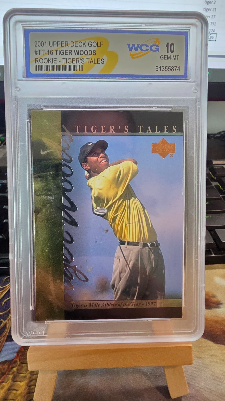 2001 Upper Deck Golf Tiger’s Tales Tiger Woods Rookie #TT‑16 – WGC Gem Mint 10