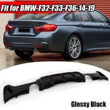 FOR BMW 4 SERIES F32 F33 F36 M SPORT GLOSS BLACK REAR DIFFUSER DUAL EXHAUST 🚚