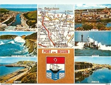 14 - Port en Bessin - Multivues - Blasons - Carte Géographique Michelin - CPM -