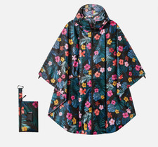 Image of Floral Rain Poncho for Women Lightweight Packable Waterproof Raincoat with Hood