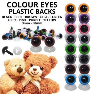  Verschiedene AUGEN mit KUNSTSTOFFRÜCKEN für Teddybär Stofftier Stofftier Puppe gestrickt