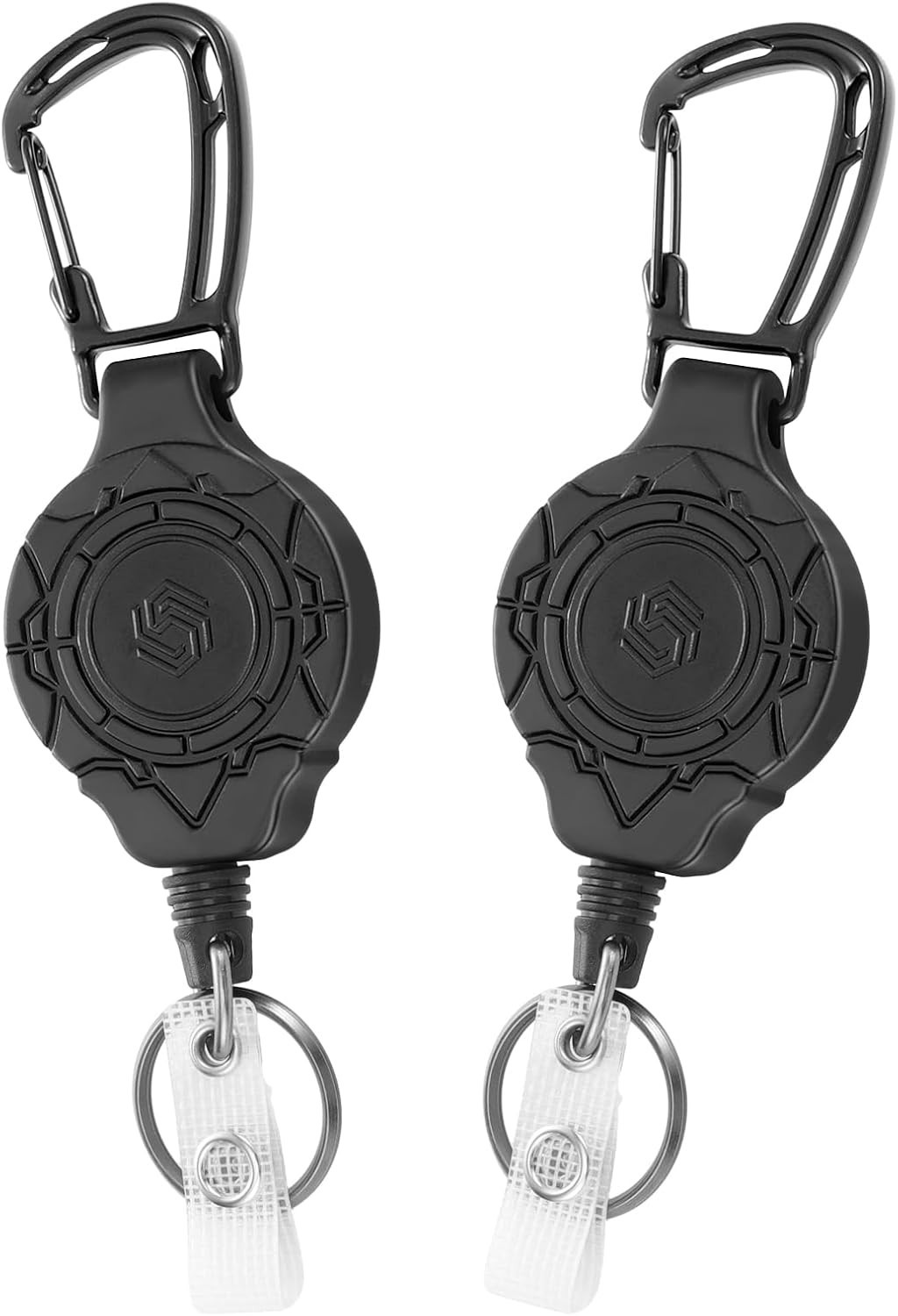 2 Pack Retractable Keychain with ID Card Holder, Heavy Duty Carabiner Badge Hold