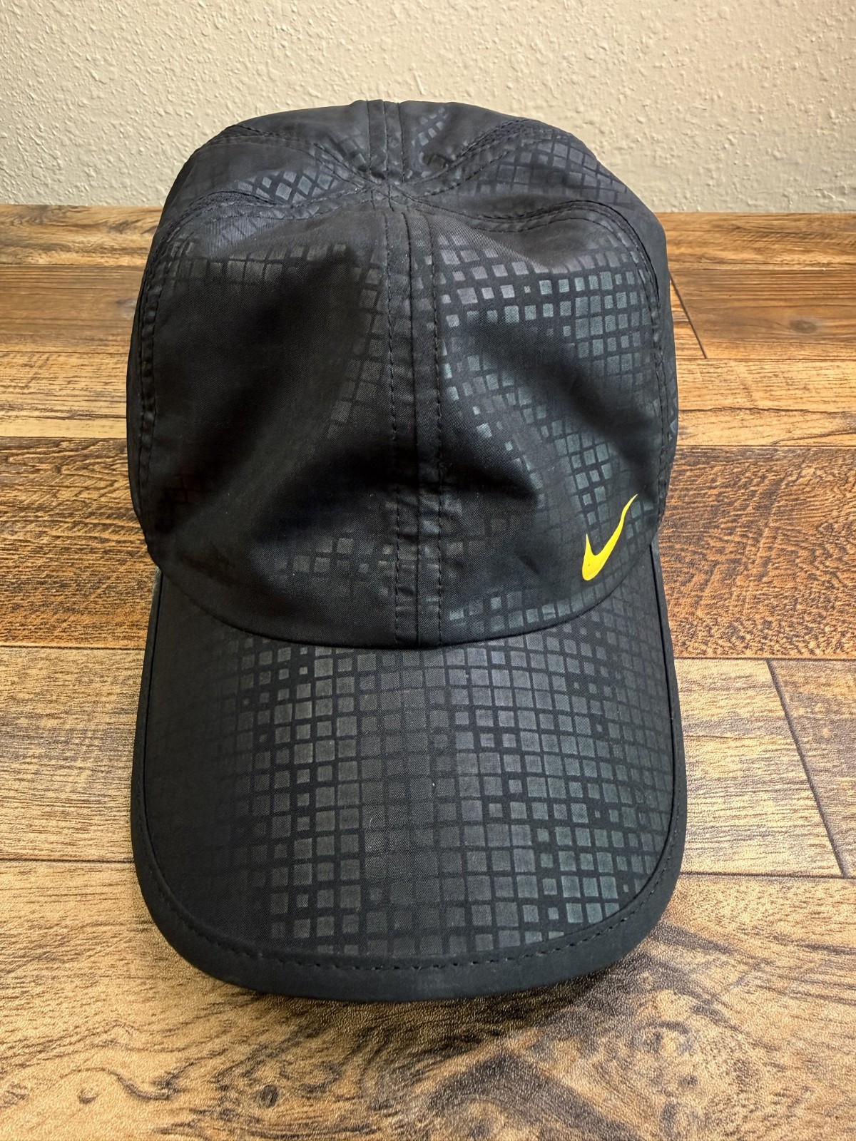 Vintage 90s Nike Tailwind Dri-FIT Featherlight Aerobill OSFA Black Grid Y2K Cap