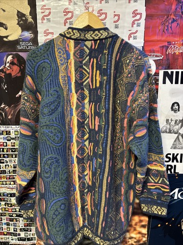 🔥🔥🔥COOGI Classic Vintage 90s 3D Knit Super Rare Multicolor Cashmere JP Size M - Picture 3 of 4