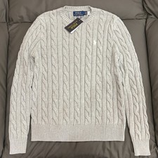 Polo Ralph Lauren Cable Knit Crew Neck Pullover, Gray, Unisex, Size S