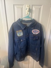 RARE VINTAGE MENS SIZE XL OLD SCHOOL RUSTLER BLUE DENIM JACKET  9 PATCHES