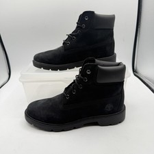 Timberland Boots Boys Size 5.5 Black Nubuck Waterproof Combat Non-Marking A6725