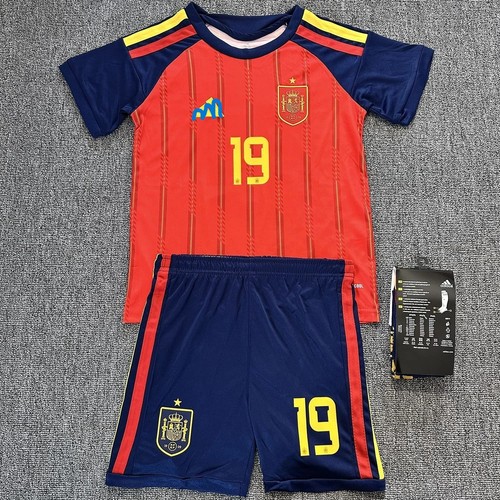 Lamine Yamal #19 Spain Kids Home Soccer Jersey Kit Boys Girls Youth Fan Jersey