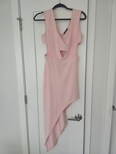 SheilaY Pink Solid Bodycon Dress Asymmetric Hem V-Neck Sleeveless Size M