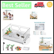 Elegant 10-Gallon Turtle Tank with Basking Platform - Lightweight Acrylic Design