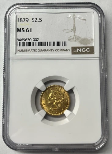 1879 $2.5 GOLD NGC MS61