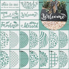 Thyle 20 Pcs Welcome Stencils for Painting on Wood 11.81 x 5.91'' Labor Day L...