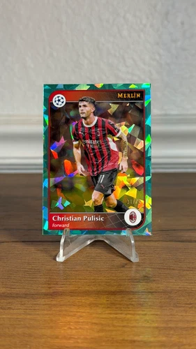 2024-25 Topps Merlin UEFA Club Competitions 76 Christian Pulisic Teal Ice #/75