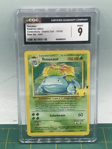 Venusaur Pokémon Card CGC 9 Mint Celebrations Holo 2021 Base Set 15/102 TCG