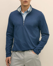 Brooks Brothers Performance Series Quarter Zip Pullover - M Medium NAVY HEATHER