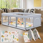 Large Baby Playpen Playard For Babies Toddlers Indoor Outdoor Safety Grey Mat