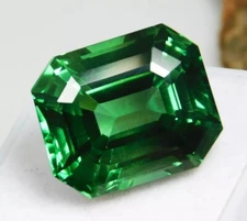 Glossy Green Sapphire Natural 26-28 Ct  Certified Emerald Cut Loose Gemstone