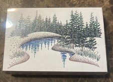 A Stamp In The Hand Forest Trees Landscape River Reflection Rubber Stamp