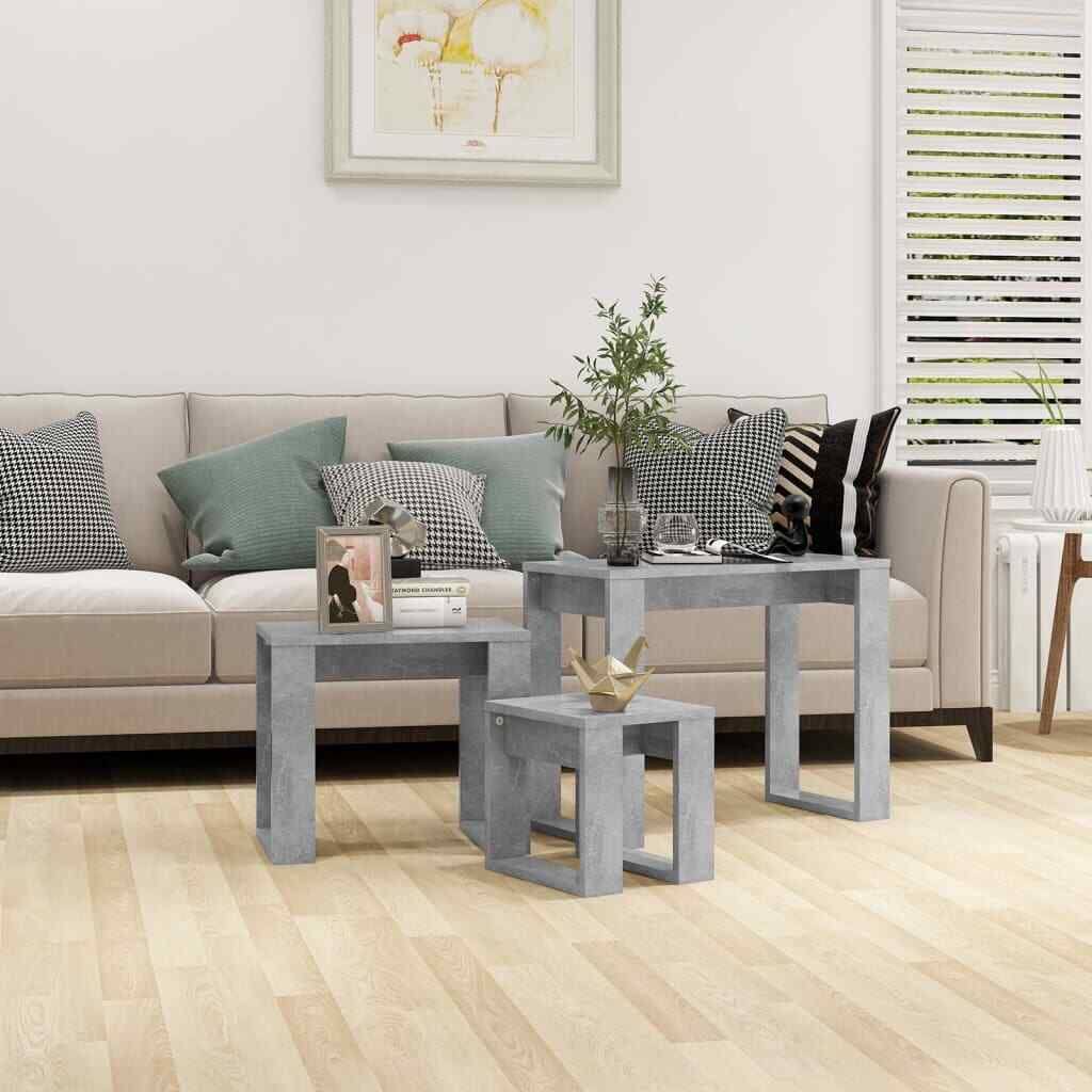 Nesting Tables 3 pcs Concrete Grey Engineered Wood vidaXL