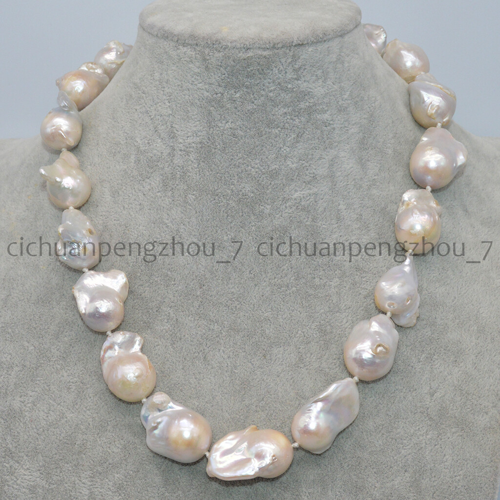 20'' NATURAL 15-23MM WHITE SOUTH SEA BAROQUE KESHI PEARL NECKLACE