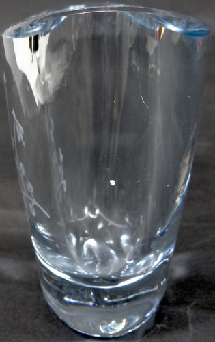Strombergshyttan Crystal Vase Glass Flower Engraved Chunky Heavy MCM Sweden Vtg - Picture 3 of 6