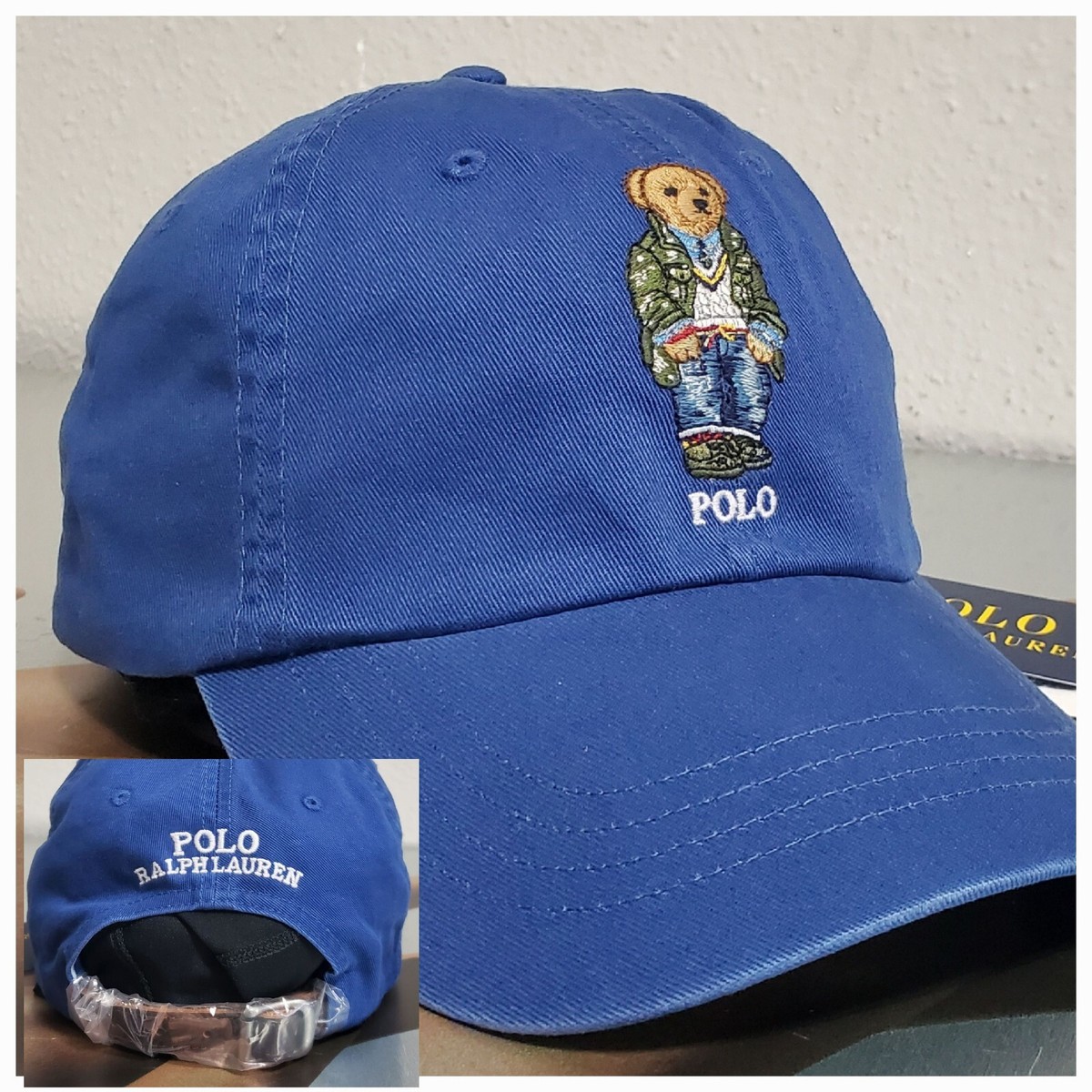 POLO RALPH LAUREN Leather Strap Men's Preppy Bear Baseball BLUE