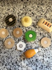 Vintage Lot Of Play Food. Lot Of 10 various pieces made of wood
