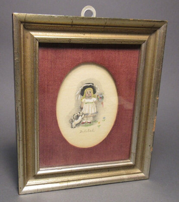Victorian Print of a Child w/ Gouache Highlights added. 'Delilah', 19th c.