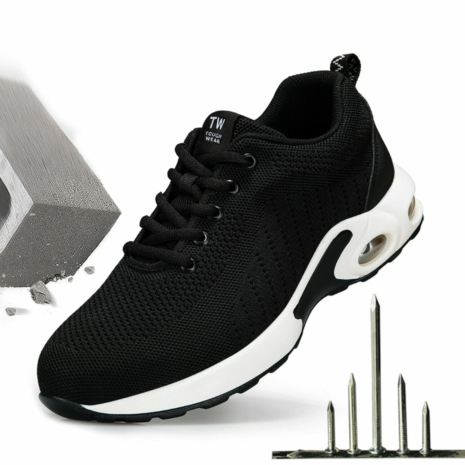MENS LIGHTWEIGHT STEEL TOE CAP SAFETY AIR ABSORBING TRAINERS BOOT SHOES UK 7 -11