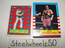 Vintage 1987 WWF 32 Trading Card  2 Sticker Lot Hulk Hogan Brett Hart Honky HTF