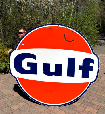 Vintage Large Porcelain Gulf Oil Gas Gasoline Sign 79 by 73 inch 1 ...