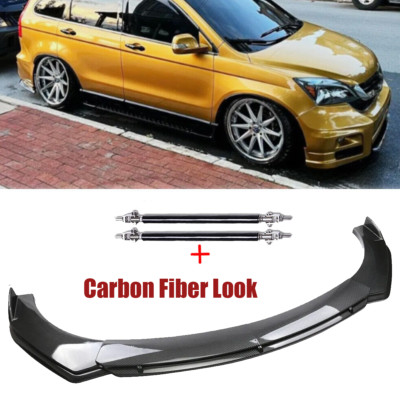 For Honda Pilot 2003-2023 Carbon Fiber Style Front Bumper Lip Spoiler Strut Rods