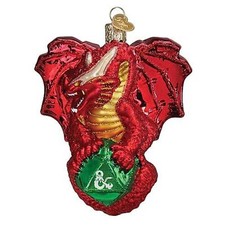 Old World Christmas Dungeons  Dragons Red Dragon Glass Hanging Ornament