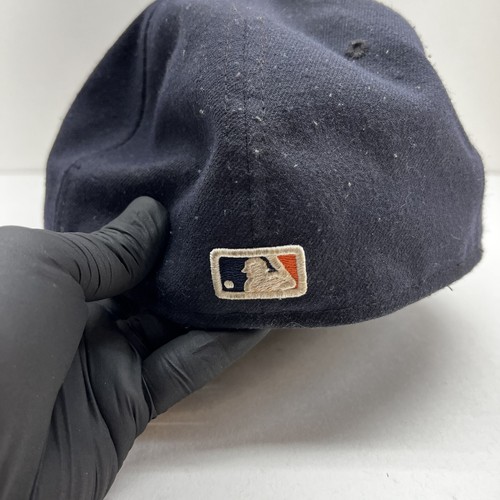 Cappello aderente Detroit Tigers New Era 7 1/4 made in USA anni 90 MLB berretto blu arancione logo - Foto 2 di 15