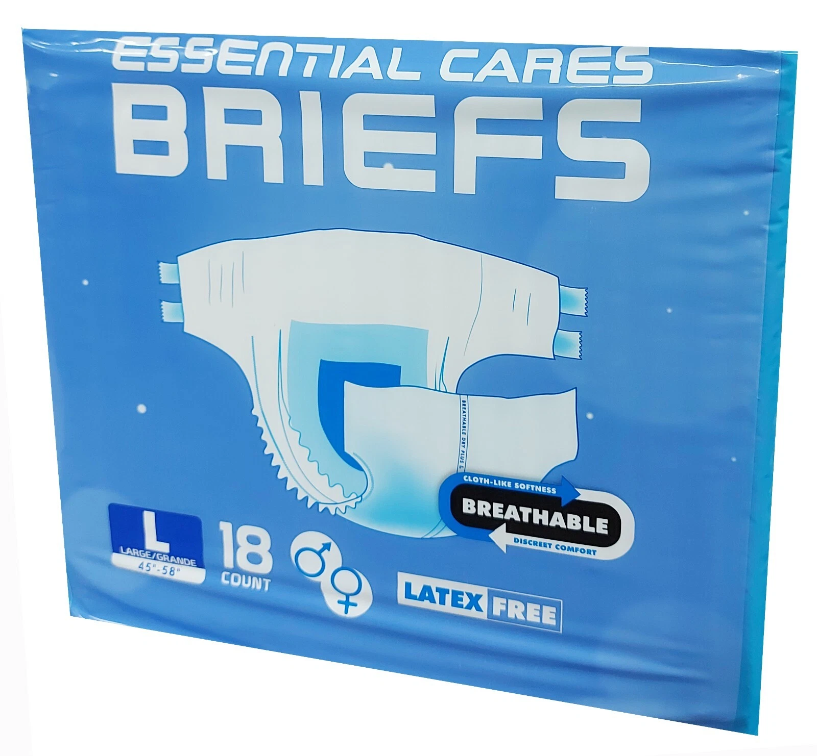 Adult Diaper Brief Incontinence, Super Absorbent, Large 72 Counts (1 Case), ECS