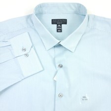 Alfani Blue  White Striped Slim Fit Dress Shirt Mens Size 2XL - 18-18 1/2