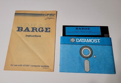 BARGE Rare Atari Computer Game Diskette and Manual 400/800/XL/XE Disk